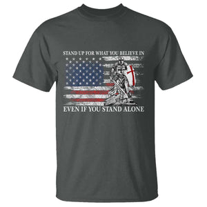 Catholic Knight Templar T Shirt American Flag Crusader Cross TS10 Dark Heather Print Your Wear