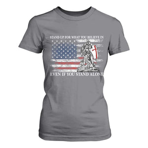 Catholic Knight Templar T Shirt For Women American Flag Crusader Cross TS10 Charcoal Print Your Wear