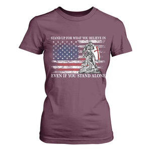 Catholic Knight Templar T Shirt For Women American Flag Crusader Cross TS10 Maroon Print Your Wear