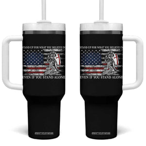 Catholic Knight Templar Tumbler With Handle American Flag Crusader Cross TS10 One Size: 40 oz Black Print Your Wear