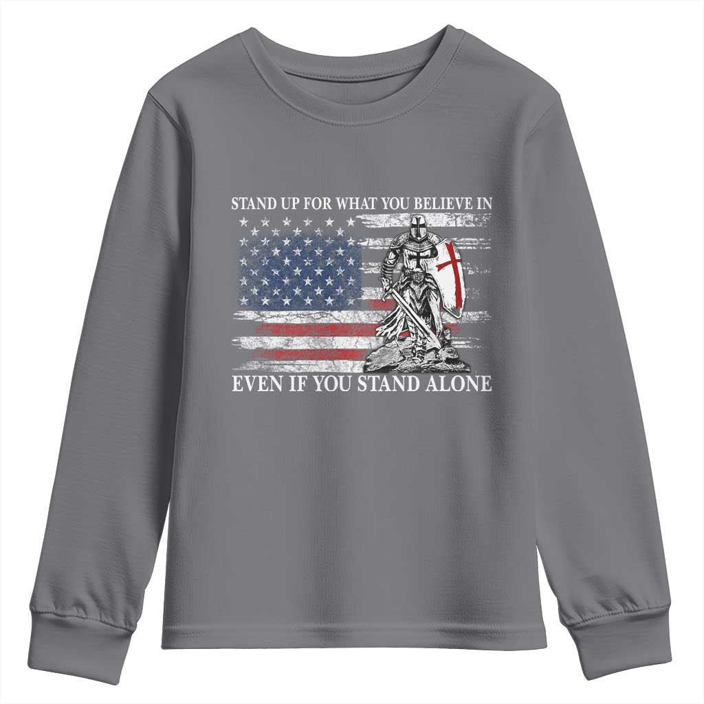 Catholic Knight Templar Youth Sweatshirt American Flag Crusader Cross TS10 Charcoal Print Your Wear