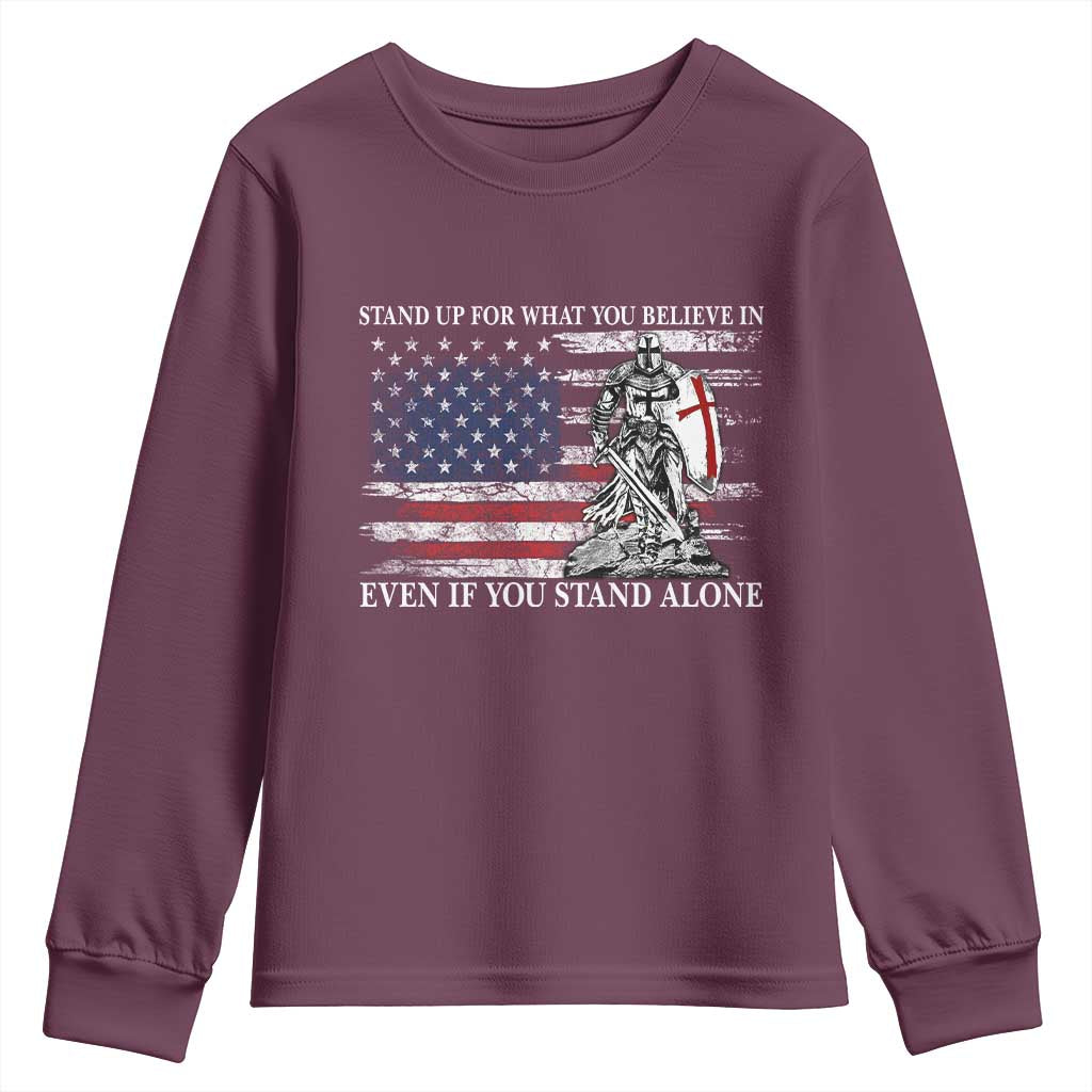 Catholic Knight Templar Youth Sweatshirt American Flag Crusader Cross TS10 Maroon Print Your Wear