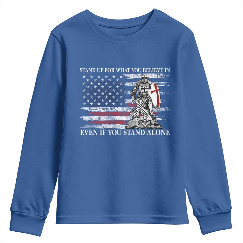 Catholic Knight Templar Youth Sweatshirt American Flag Crusader Cross TS10 Royal Blue Print Your Wear