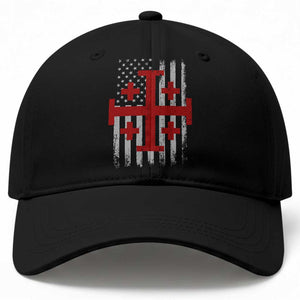 Catholic Crusader Cross Baseball Cap Knight Templar Patriotic American Flag TS10 Print Your Wear