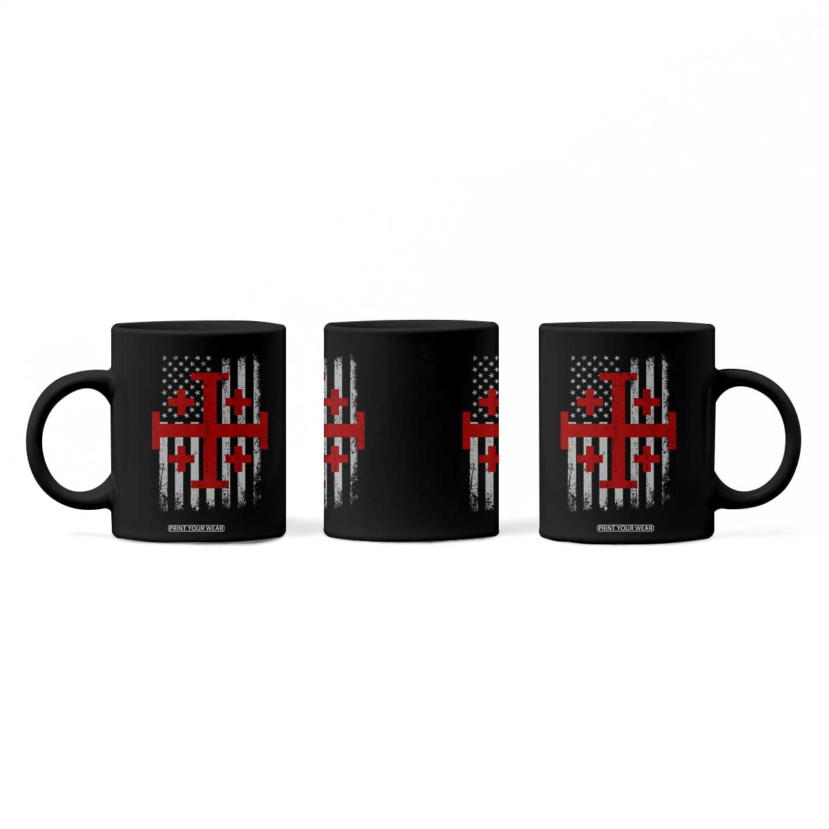 Catholic Crusader Cross Coffee Mug Knight Templar Patriotic American Flag TS10 Print Your Wear