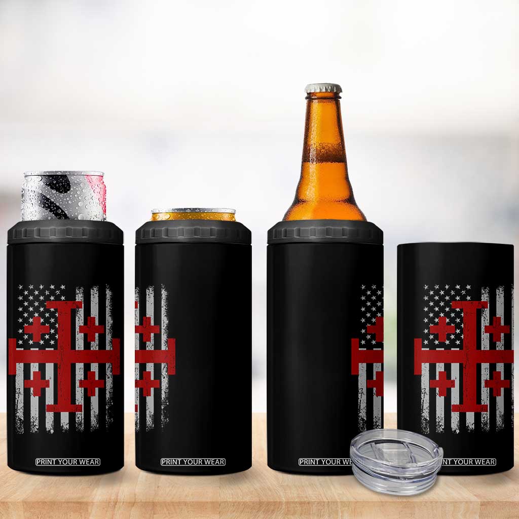 Catholic Crusader Cross 4 in 1 Can Cooler Tumbler Knight Templar Patriotic American Flag TS10 Print Your Wear