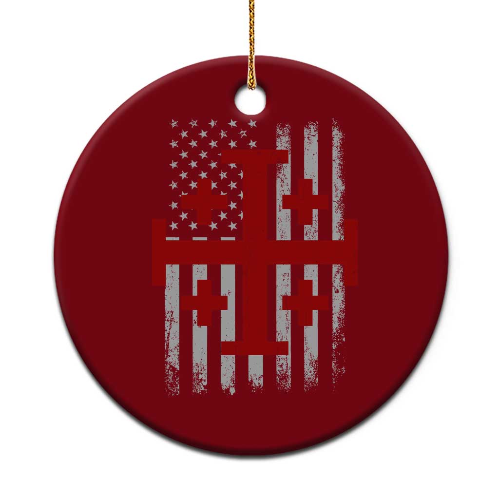 Catholic Crusader Cross Ceramic Ornament Knight Templar Patriotic American Flag TS10 1pc Red Print Your Wear