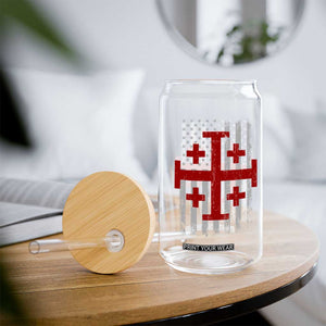 Catholic Crusader Cross Glass Can Knight Templar Patriotic American Flag TS10 Print Your Wear