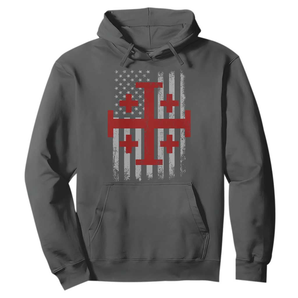 Catholic Crusader Cross Hoodie Knight Templar Patriotic American Flag TS10 Dark Heather Print Your Wear