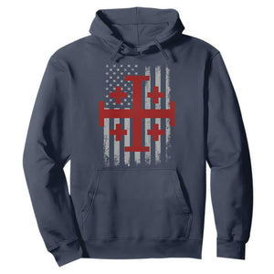 Catholic Crusader Cross Hoodie Knight Templar Patriotic American Flag TS10 Navy Print Your Wear