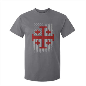 Catholic Crusader Cross T Shirt For Kid Knight Templar Patriotic American Flag TS10 Charcoal Print Your Wear