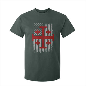 Catholic Crusader Cross T Shirt For Kid Knight Templar Patriotic American Flag TS10 Dark Forest Green Print Your Wear