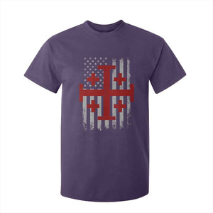Catholic Crusader Cross T Shirt For Kid Knight Templar Patriotic American Flag TS10 Purple Print Your Wear