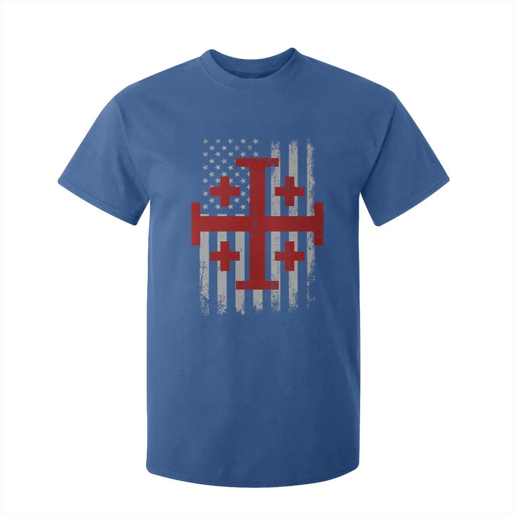 Catholic Crusader Cross T Shirt For Kid Knight Templar Patriotic American Flag TS10 Royal Blue Print Your Wear