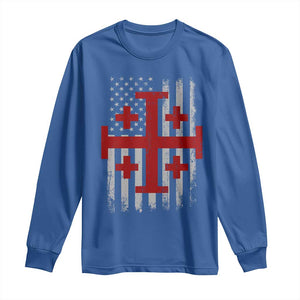 Catholic Crusader Cross Long Sleeve Shirt Knight Templar Patriotic American Flag TS10 Royal Blue Print Your Wear