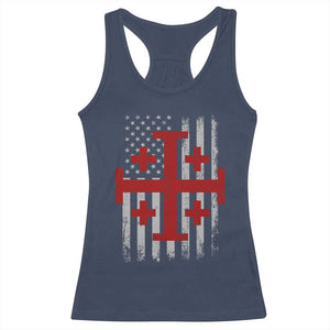 Catholic Crusader Cross Racerback Tank Top Knight Templar Patriotic American Flag TS10 Navy Print Your Wear