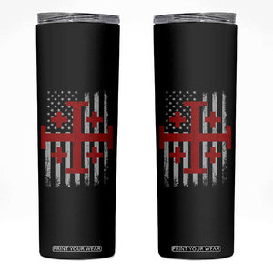 Catholic Crusader Cross Skinny Tumbler Knight Templar Patriotic American Flag TS10 Black Print Your Wear