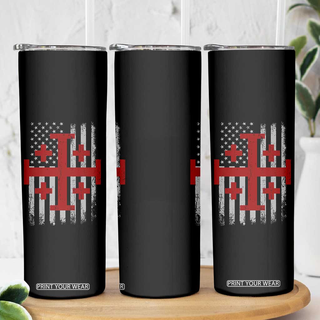 Catholic Crusader Cross Skinny Tumbler Knight Templar Patriotic American Flag TS10 Print Your Wear