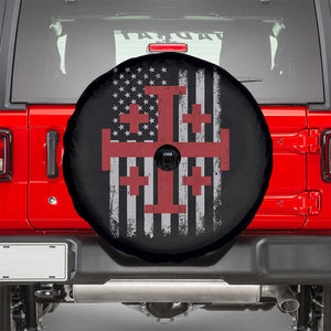 Catholic Crusader Cross Spare Tire Cover Knight Templar Patriotic American Flag TS10 Black Print Your Wear