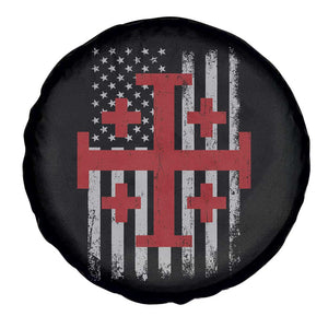 Catholic Crusader Cross Spare Tire Cover Knight Templar Patriotic American Flag TS10 Print Your Wear