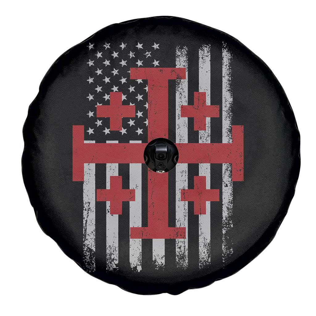 Catholic Crusader Cross Spare Tire Cover Knight Templar Patriotic American Flag TS10 Print Your Wear