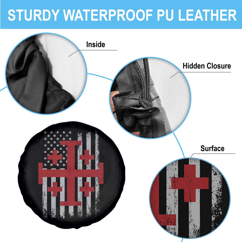Catholic Crusader Cross Spare Tire Cover Knight Templar Patriotic American Flag TS10 Print Your Wear