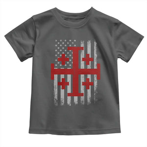 Catholic Crusader Cross Toddler T Shirt Knight Templar Patriotic American Flag TS10 Dark Heather Print Your Wear