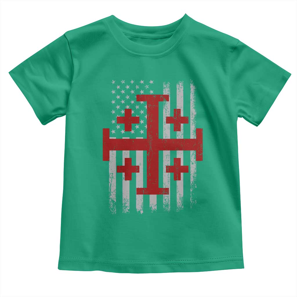 Catholic Crusader Cross Toddler T Shirt Knight Templar Patriotic American Flag TS10 Irish Green Print Your Wear