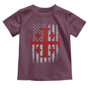 Catholic Crusader Cross Toddler T Shirt Knight Templar Patriotic American Flag TS10 Maroon Print Your Wear