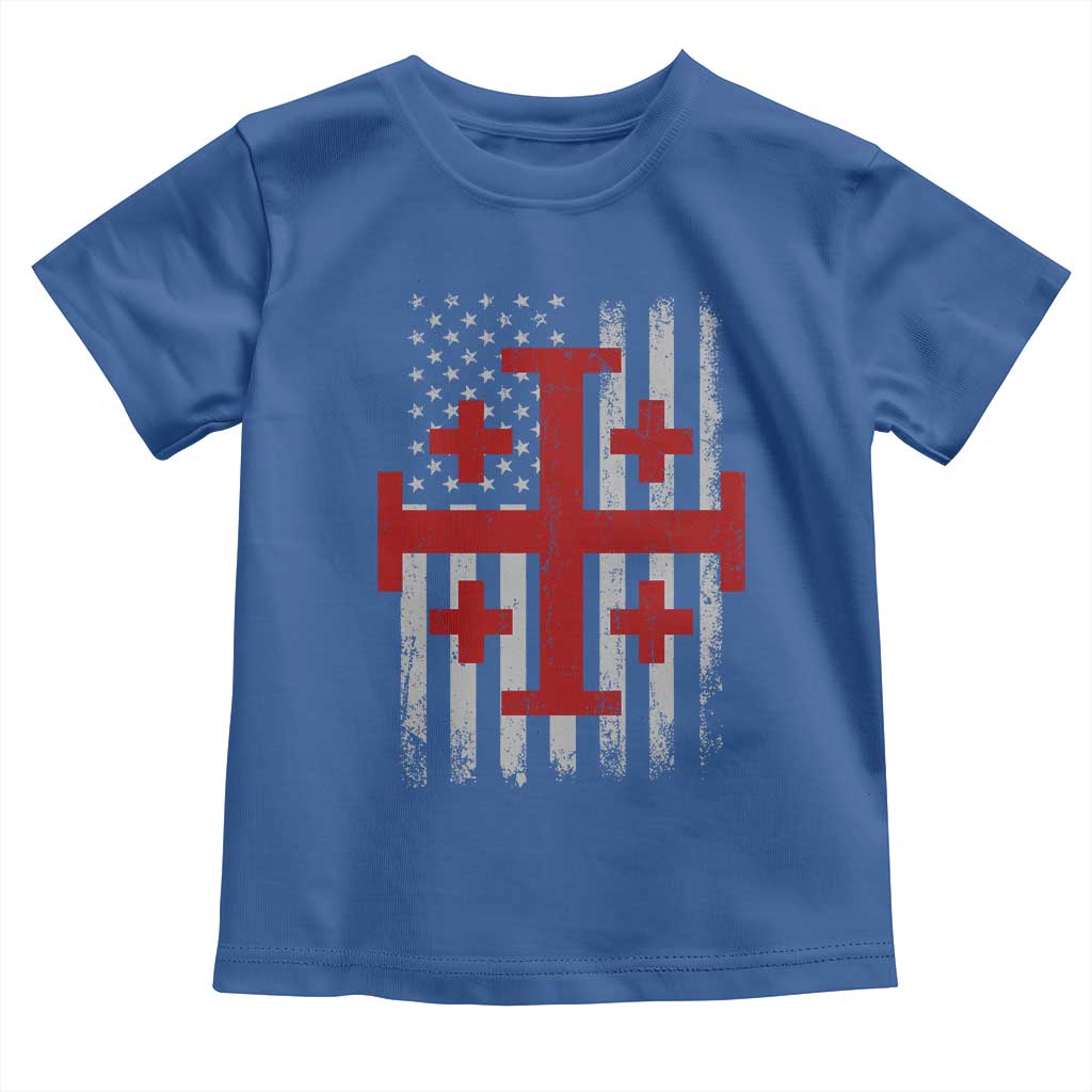 Catholic Crusader Cross Toddler T Shirt Knight Templar Patriotic American Flag TS10 Royal Blue Print Your Wear