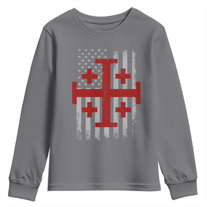 Catholic Crusader Cross Youth Sweatshirt Knight Templar Patriotic American Flag TS10 Charcoal Print Your Wear