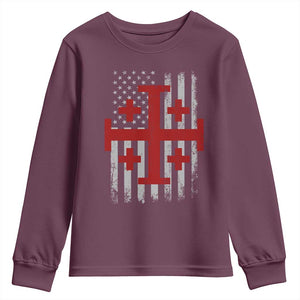 Catholic Crusader Cross Youth Sweatshirt Knight Templar Patriotic American Flag TS10 Maroon Print Your Wear