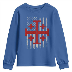 Catholic Crusader Cross Youth Sweatshirt Knight Templar Patriotic American Flag TS10 Royal Blue Print Your Wear