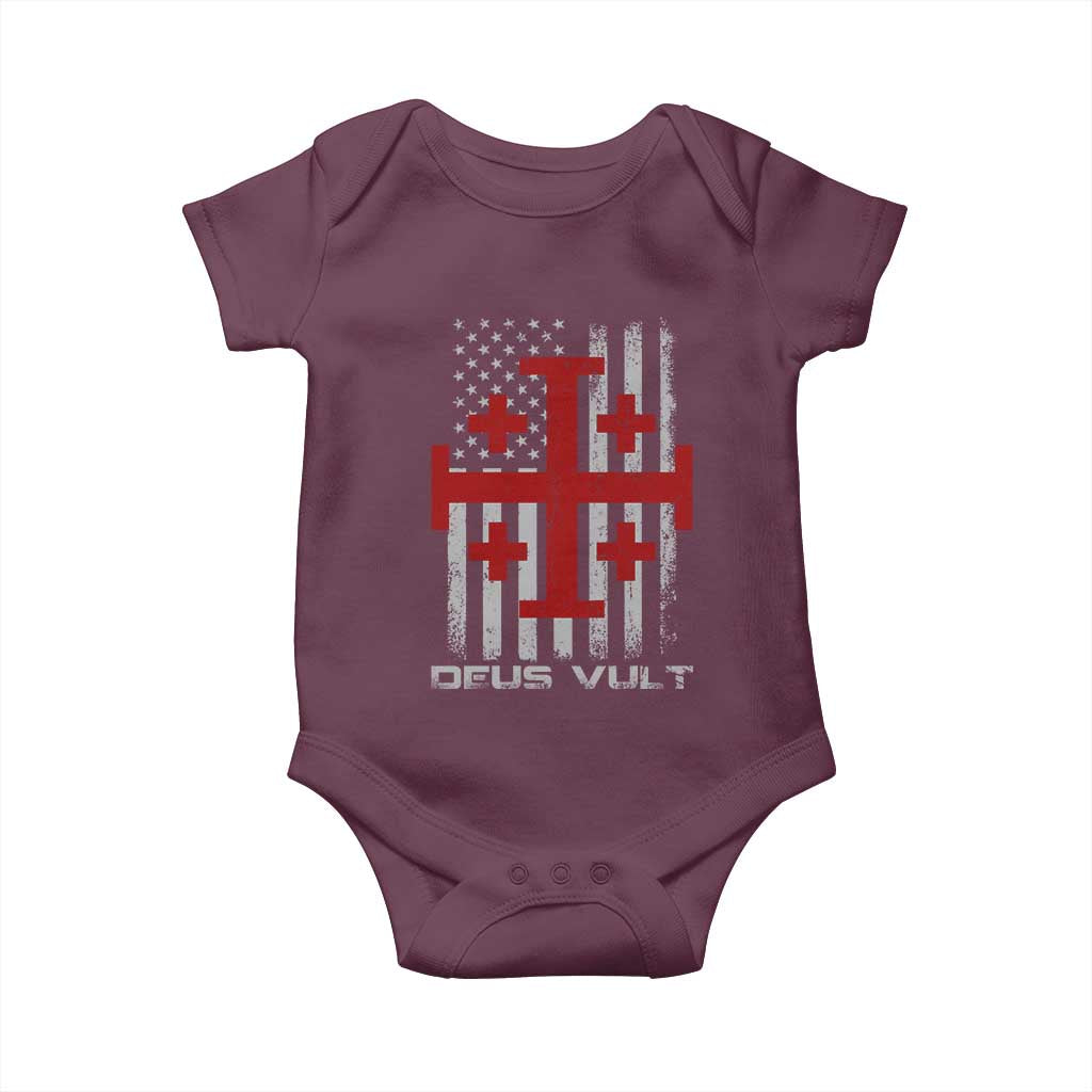 Catholic Knight Templar Crusader Cross Baby Onesie Knight Templar Patriotic American Flag TS10 Maroon Print Your Wear