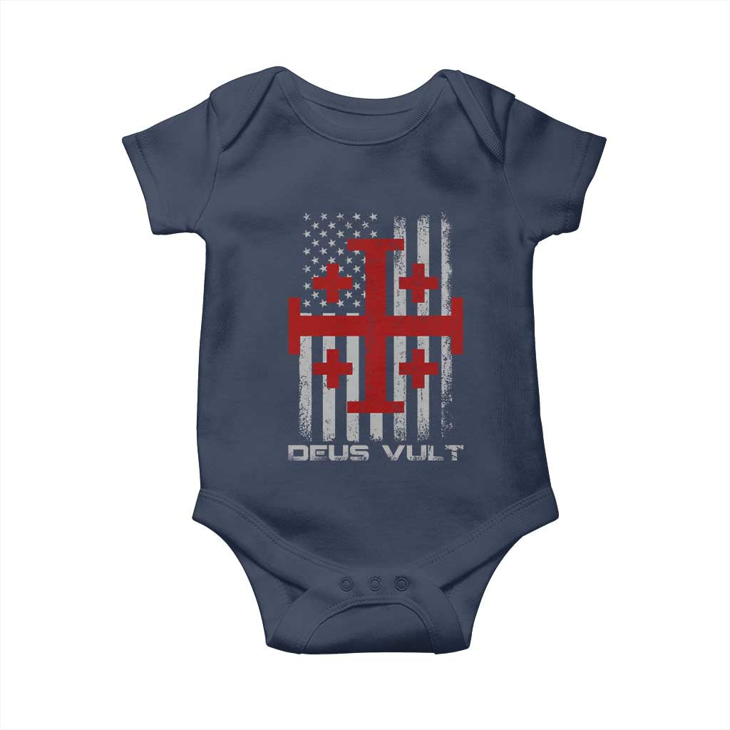 Catholic Knight Templar Crusader Cross Baby Onesie Knight Templar Patriotic American Flag TS10 Navy Print Your Wear