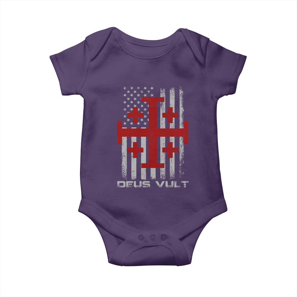 Catholic Knight Templar Crusader Cross Baby Onesie Knight Templar Patriotic American Flag TS10 Purple Print Your Wear