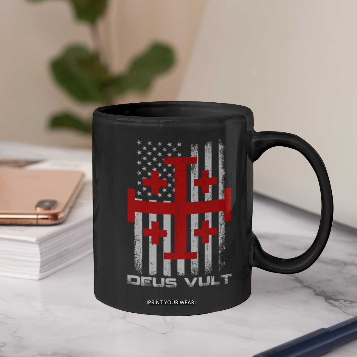 Catholic Knight Templar Crusader Cross Coffee Mug Knight Templar Patriotic American Flag TS10 Print Your Wear