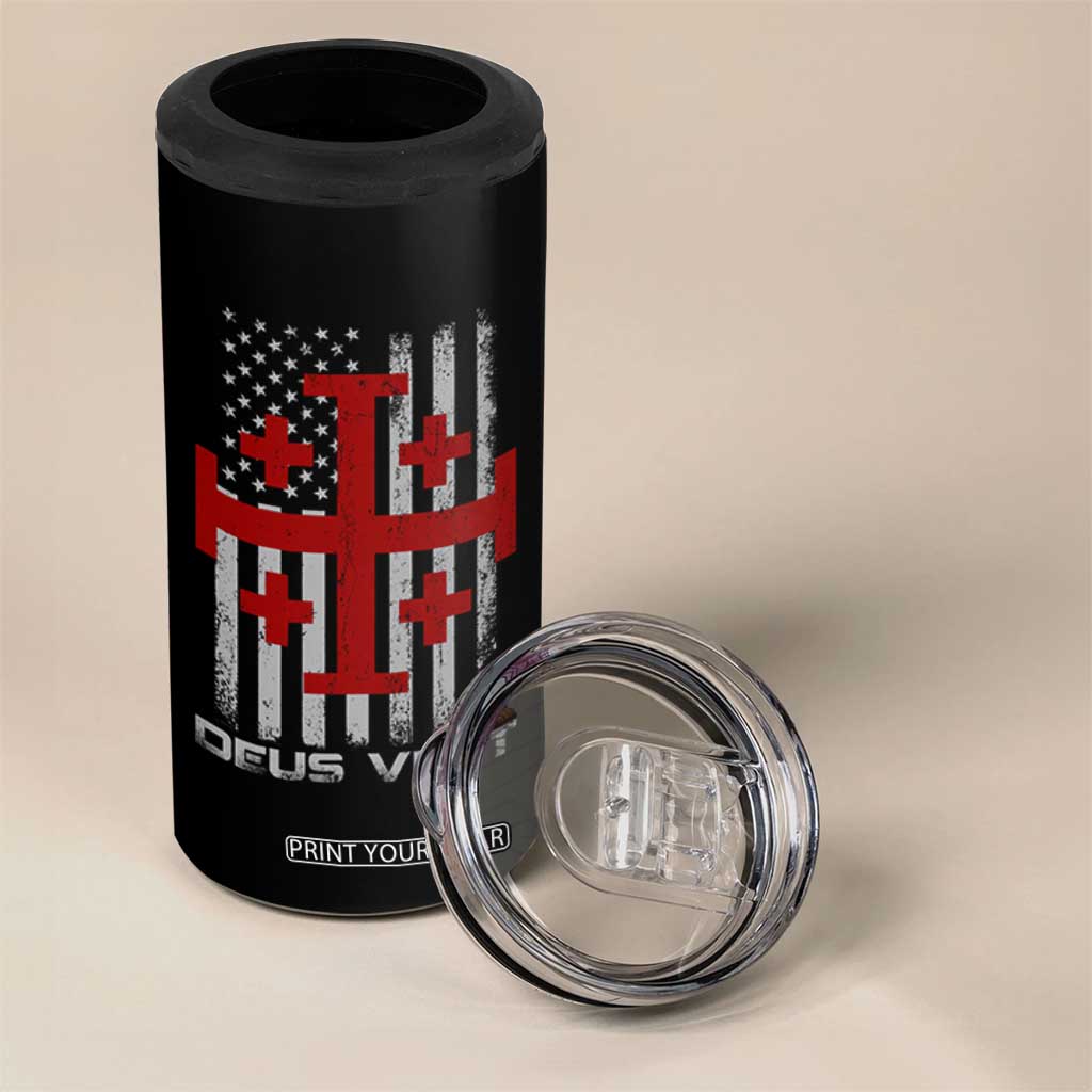 Catholic Knight Templar Crusader Cross 4 in 1 Can Cooler Tumbler Knight Templar Patriotic American Flag TS10 Print Your Wear