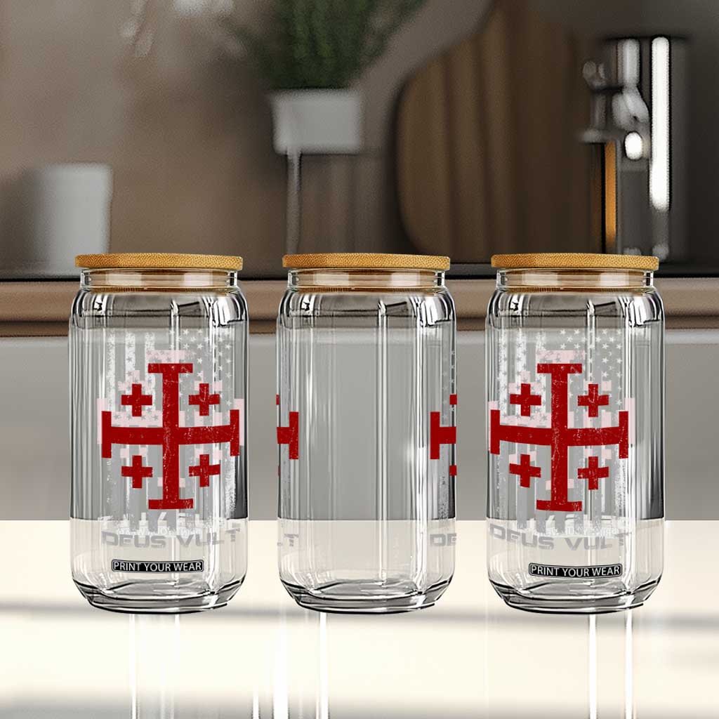 Catholic Knight Templar Crusader Cross Glass Can Knight Templar Patriotic American Flag TS10 Print Your Wear