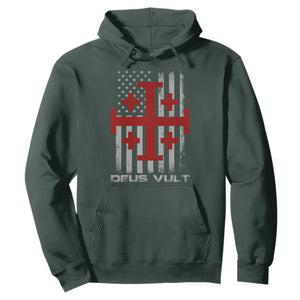Catholic Knight Templar Crusader Cross Hoodie Knight Templar Patriotic American Flag TS10 Dark Forest Green Print Your Wear