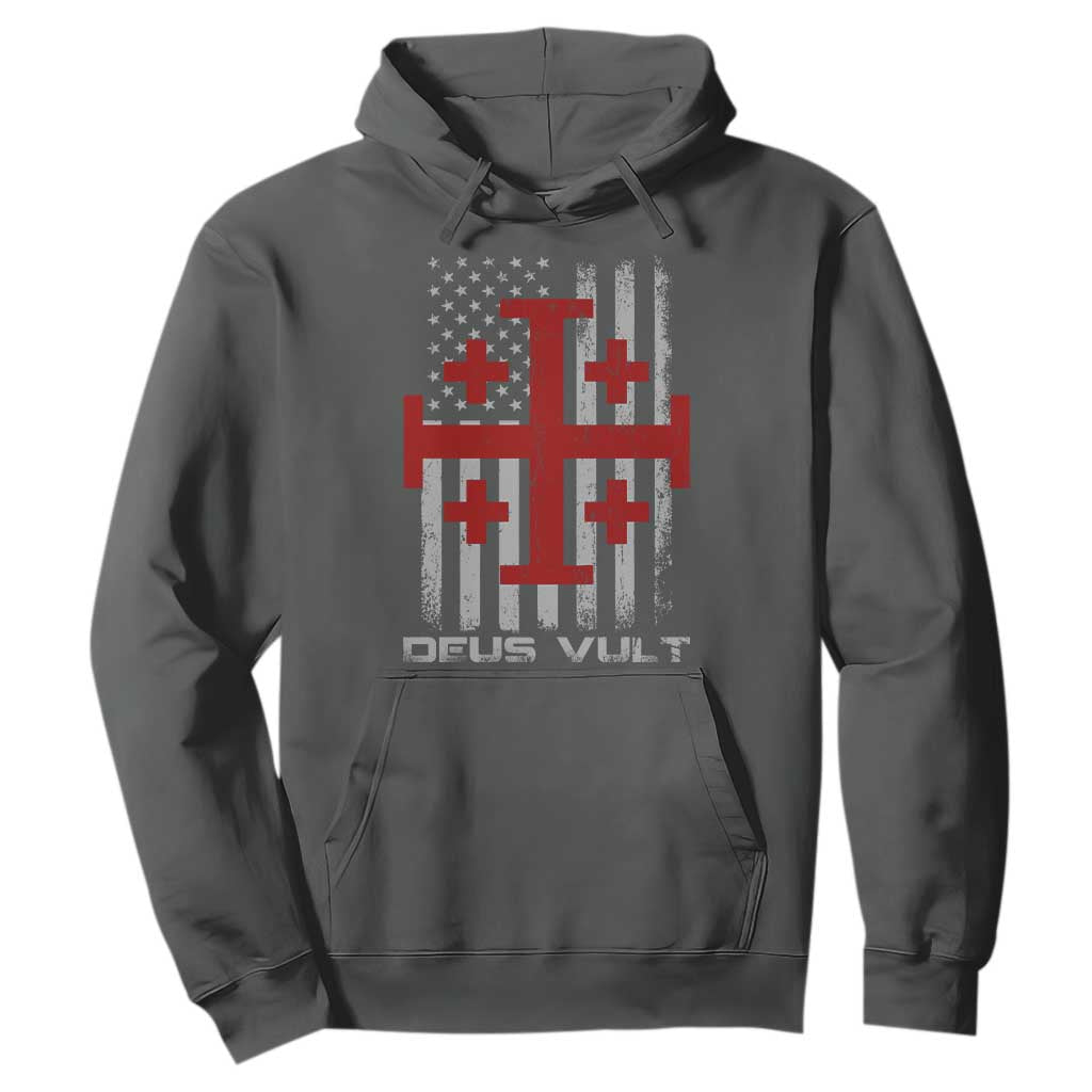 Catholic Knight Templar Crusader Cross Hoodie Knight Templar Patriotic American Flag TS10 Dark Heather Print Your Wear