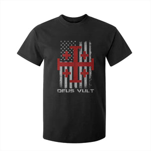 Catholic Knight Templar Crusader Cross T Shirt For Kid Knight Templar Patriotic American Flag TS10 Black Print Your Wear