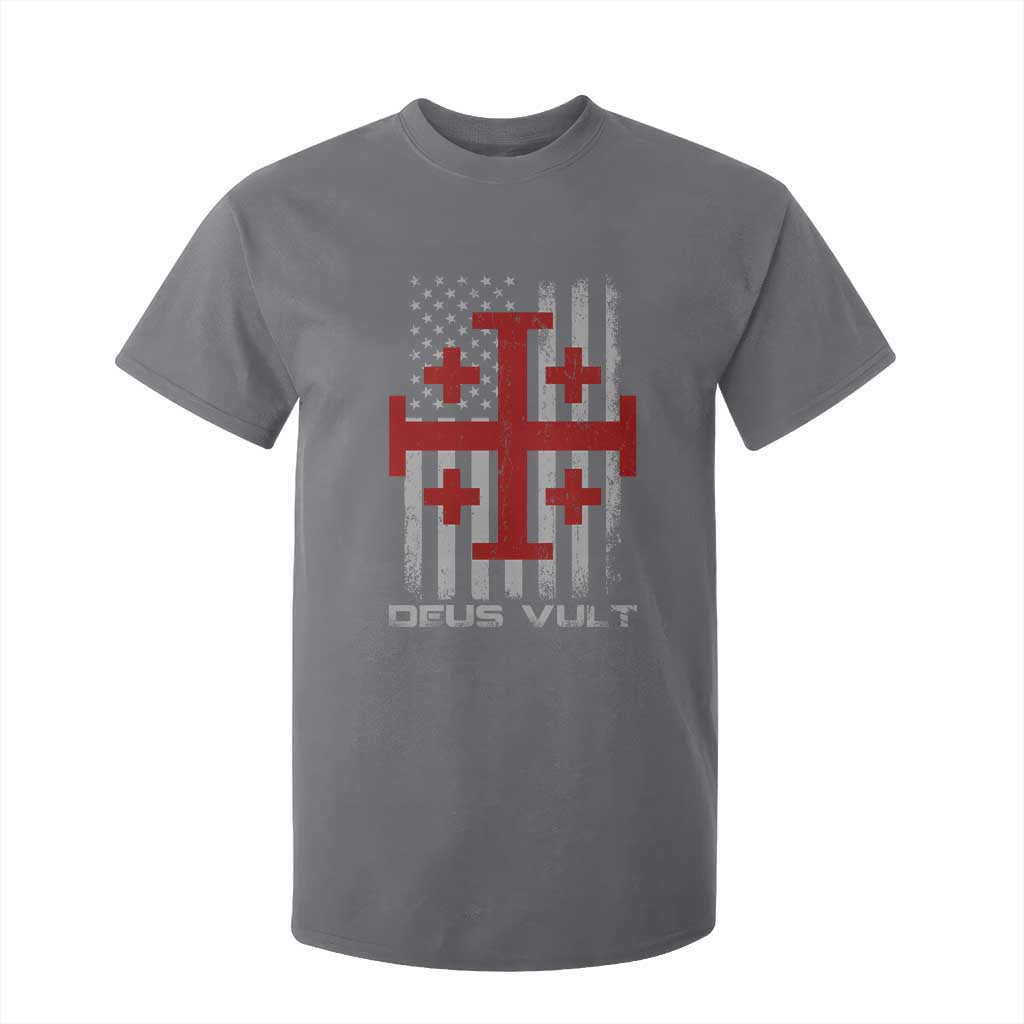 Catholic Knight Templar Crusader Cross T Shirt For Kid Knight Templar Patriotic American Flag TS10 Charcoal Print Your Wear