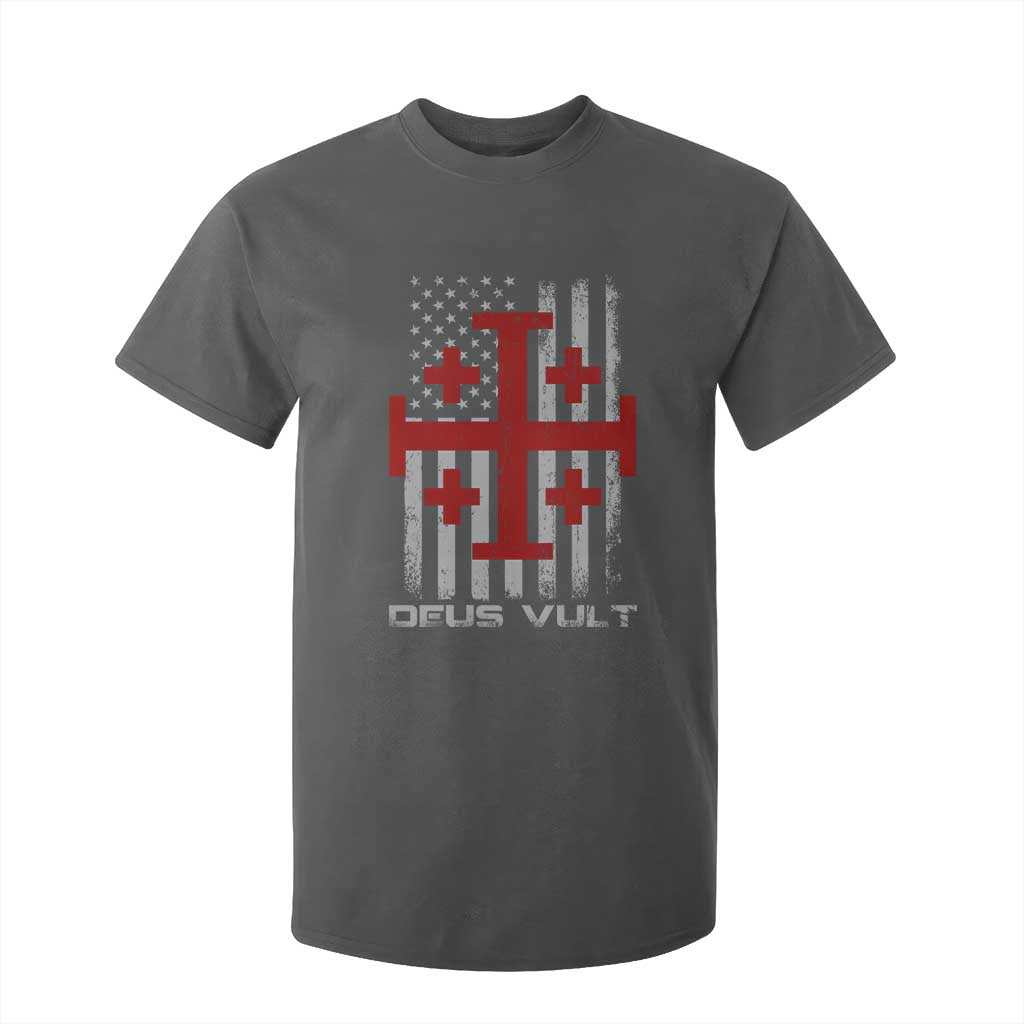 Catholic Knight Templar Crusader Cross T Shirt For Kid Knight Templar Patriotic American Flag TS10 Dark Heather Print Your Wear