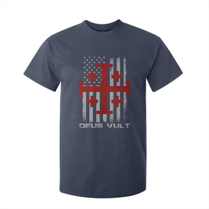 Catholic Knight Templar Crusader Cross T Shirt For Kid Knight Templar Patriotic American Flag TS10 Navy Print Your Wear