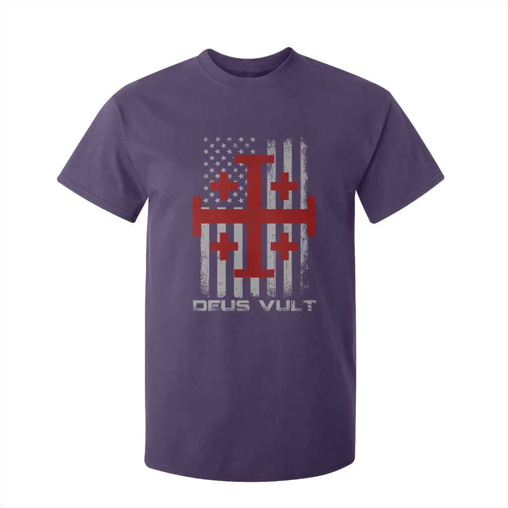 Catholic Knight Templar Crusader Cross T Shirt For Kid Knight Templar Patriotic American Flag TS10 Purple Print Your Wear
