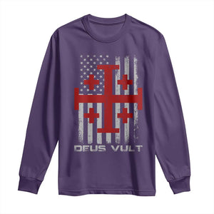 Catholic Knight Templar Crusader Cross Long Sleeve Shirt Knight Templar Patriotic American Flag TS10 Purple Print Your Wear