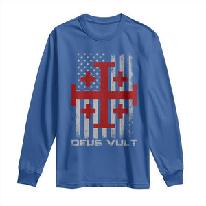 Catholic Knight Templar Crusader Cross Long Sleeve Shirt Knight Templar Patriotic American Flag TS10 Royal Blue Print Your Wear
