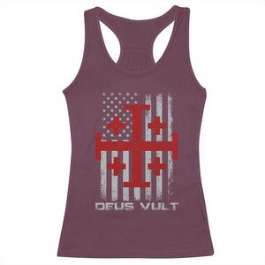 Catholic Knight Templar Crusader Cross Racerback Tank Top Knight Templar Patriotic American Flag TS10 Maroon Print Your Wear