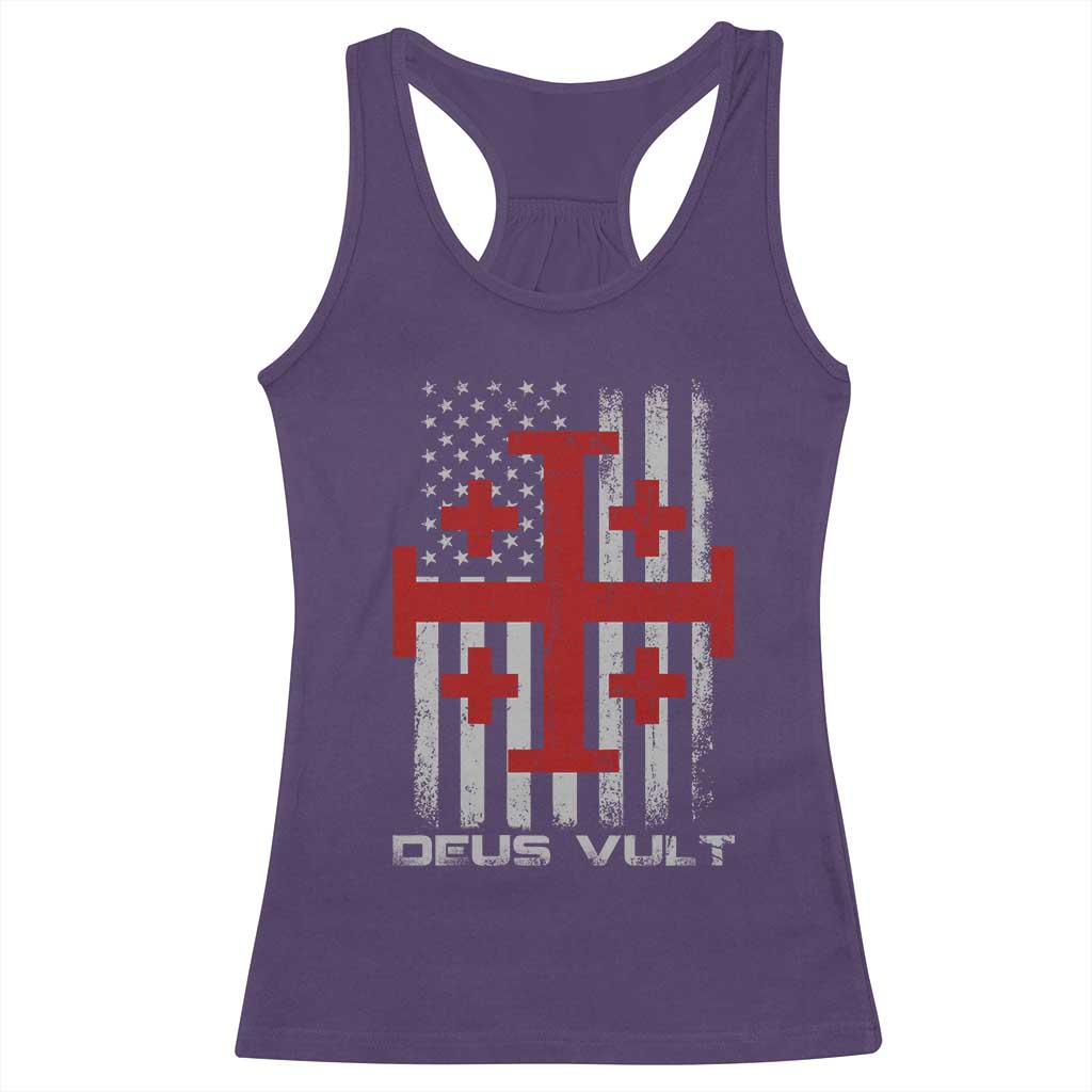 Catholic Knight Templar Crusader Cross Racerback Tank Top Knight Templar Patriotic American Flag TS10 Purple Print Your Wear